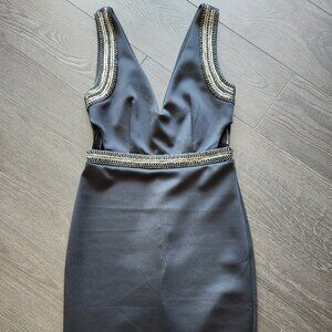 Black midi cutout bodycon dress